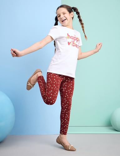 Image of Amazon Brand - Symbol Girl's Cotton Jersey Stretchable Leggings | Ankle Length | Aged 2-14 Years