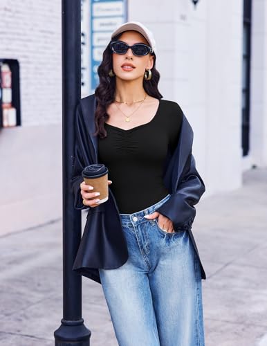 Ekouaer 3 Packs Womens Long Sleeve Tops Sweetheart Neck Fitted Shirts Basic Layering Tee Soft Undershirts Fall Outfits3