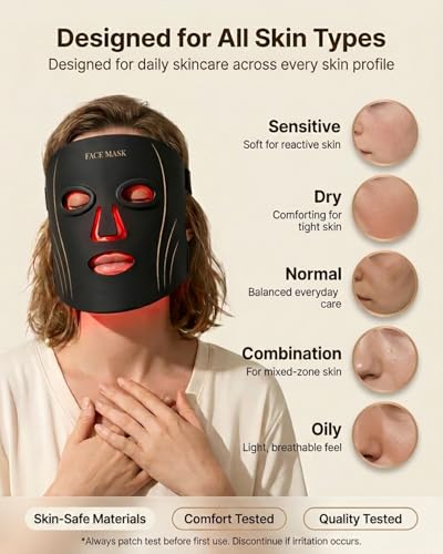 Image of 2026 Upgrade Red Light Therapy Mask for Face, LED Face Mask with 850nm NIR and 7 Colors, Red Light Mask with 296 LED Beads for Anti-Aging, Soft Silicone Design