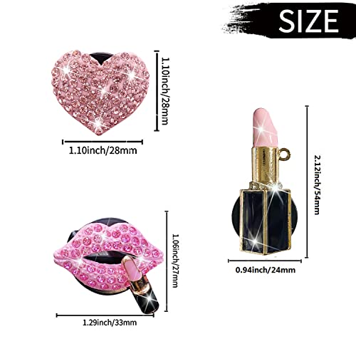 Image of Bling Heart 4 Pcs Pink Lip Air Vent Clips + Butterfly Mask Hook