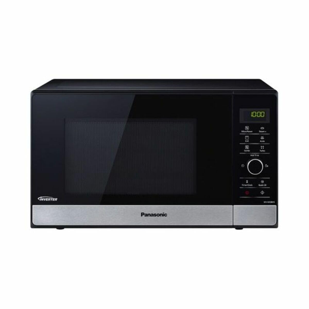 Panasonic NN-GD38 inwerterowa kuchenka mikrofalowa z grillem (23l, 1000W, 18 programów, naczynie Steam+ Pan, szybkie gotowanie, ustawienie czasu), czarna