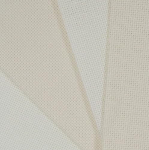 Image of KCS 4 /6 pc of 12 inch x 18 inch 30cmx45cm 16CT Counted Cotton Aida Cloth Cross Stitch Fabric (Antique White+Cream, 4 pc)