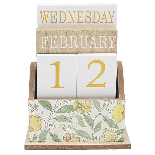 Lesser & Pavey William Morris Fruit-Themed Perpetual Calendar | Reusable Wooden Block Calendar for Home Décor | Elegant Daily Organiser with Artistic Floral Design | Eco-Friendly Calendar for Kitchen