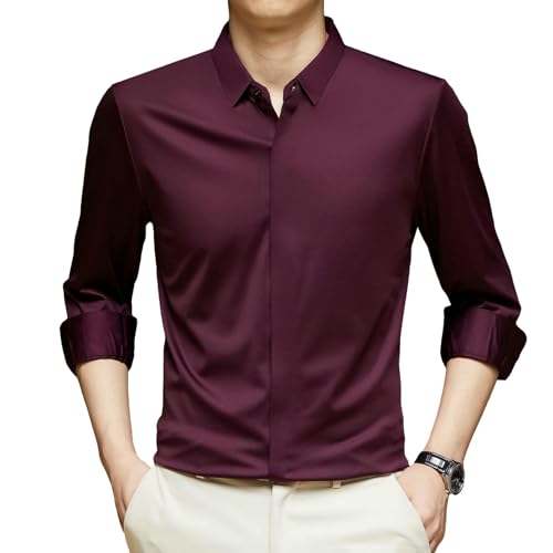 Chemise homme manches longues anti-plis en soie glacée respirante