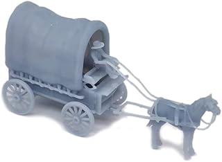Outland Models Train Layout Old West Horse Carriage 1-Horse Caravan 1:87 HO Scale