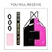 MIKI WELL Barber Hair Stylist Apron For Beauty Salon Waterproof with Adjustable Chains Work Clothes 22.8”W x 28.7”L (Black with pink)