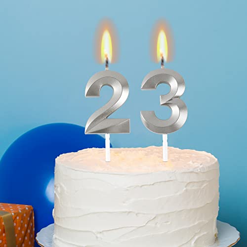 Iblessu 10Pcs Birthday Candles For Cake - Numeral Candles 0-9 Cake Topper Decoration For Birthday Wedding Party Cake Champagne Gold Birthday Decorations Wedding Anniversary, Party Celebration (Silver) #TOP5