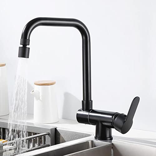 Robinet d'évier de cuisine pivotant devant fenêtre avec eau chaude et froide