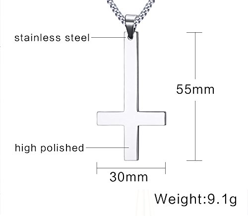 Huanian Jewelry Stainless Steel Upside Down Cross Necklace for Men,Inverted Pendant,Gold,24"3