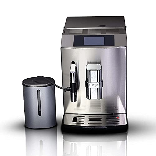 LEGIT Fully Automatic Bean to Cup Coffee Machine – Adjustable Coffee Grinder, Milk Frother, Double Boiler for brewing Espresso, Cappuccino, Latte – Beans & Powder Dual Usage – Stainless Steel- Silver