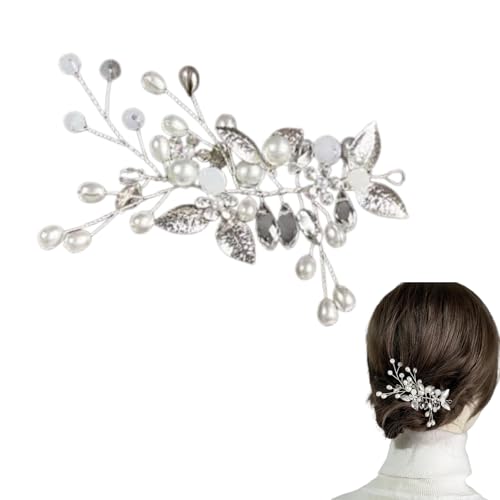 Brateuanoii Plata Nupcial Tocado, Tocado de Flores de Vid para Novia de Boda, Novia Cristal Boda Pelo Vid, Accesorios para el Cabello para Mujeres y Niñas, 1.0 unidad