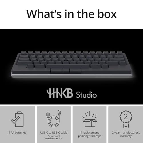 HHKB - Happy Hacking Keyboard Studio (Wireless, Bluetooth, Wired, USB, Silent, Mac, Windows, Charcoal, Printed)