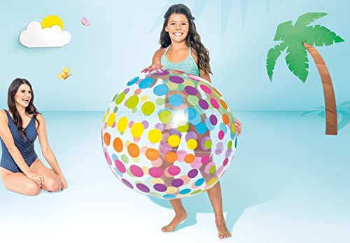 Intex Jumbo Inflatable 42" Giant Beach Ball - Crystal Clear With Translucent Dots, 1 Pack #TOP3