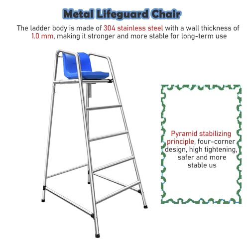 Escalera para salvavidas con sombra y silla alta de acero inox miniatura 5