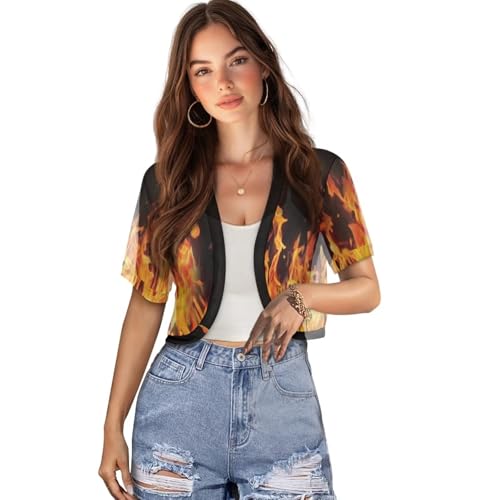 Image of Women's Shrug Short Sleeve Bolero Open Front Knit Party Tulle Cardigan Cropped Cardigan Shoulder Cover Up