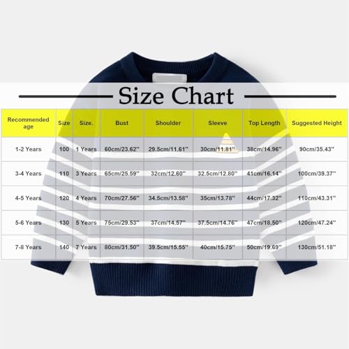 Toddler Boys Girls Striped Crewneck Sweaters Long Sleeve Kids Fall Winter Cute Knit Pullover Jumper Tops for 1-8 Years3