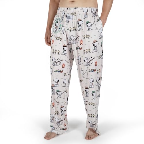 Image of BRIEF INSANITY Peanuts Character Pajama Pants for Men & Women, Soft Snoopy Pajamas with Side Pockets & Elastic Waist