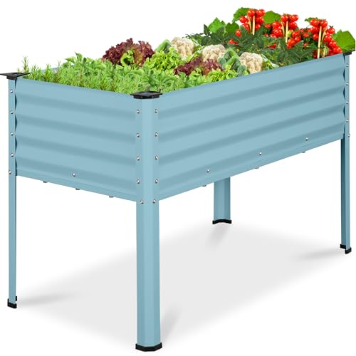 Best Choice Products 48x24x30 Galvanized Mist Blue Raised Bed