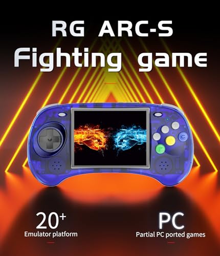 RG ARC S Retro Handheld Game Console , Single Linux System with 128G SD Card 4541 Games Support 5G WiFi 4.2 Bluetooth Moonlight Streaming and TV Out (Transparent Blue)