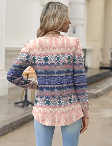 Image of Zeagoo Womens Long Sleeve Tops Fall V Neck Shirt Casual Pleated Tunic Top