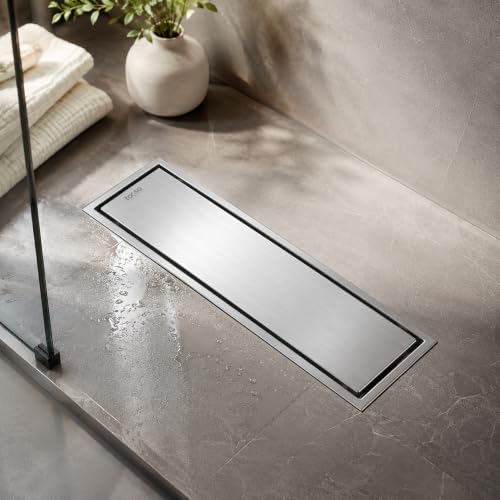 Image of Tapsa Tile Insert Floor Drain | 304 Stainless Steel | Invisible Shower Drain Channel | Shower Drain Channel | Water Drain Channel | with Cockroach Trap. (12X4, SS Matte Tile Insert Floor Drain 20 mm)