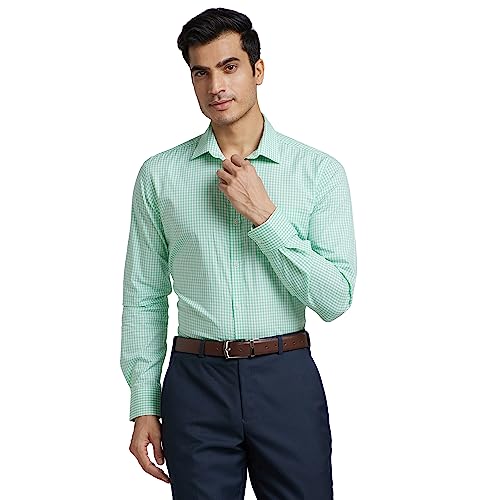 Image of Park Avenue Men Cotton Checkered Slim Fit Shirt