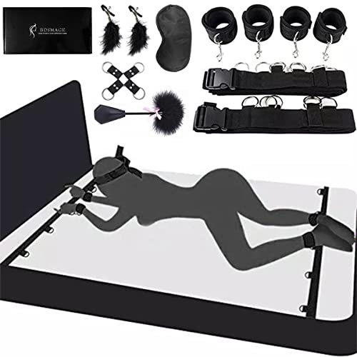Bondage 7 pièces,Chaînes Menottes Bandeaux Yeux Masque Plumes Poignets Cheville Pinces à Tétons Suceurs Mamelon jouets sexuels Fétiche BDSM Ensemble Adulte Sex Toys Pour Couple