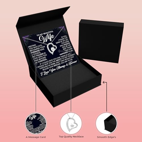 To My Wife Necklace Gift Forever Love Jewelry Present for Women With Message Card Design2