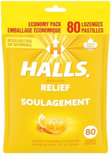 Halls, Honey Lemon Flavour Cough Drops, Throat Lozenges, 80 pack