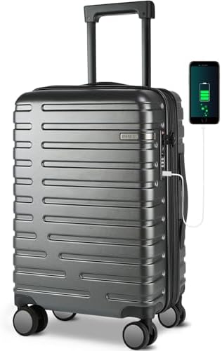 EMPSIGN Carry On Luggage with Spinner Wheels, Hard Shell Carry-On...
