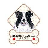 power gift Border Collie - Panneau pour Pare-Brise avec Ventouse – Mon Chien est à Bord. Plaque signalétique pour Tous Type véhicule. Chien à Bord, en Ballade, on Tour.