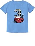 Tstars Race Car 3rd Birthday Shirt - Fun Gift Tee for 3-Year-Old Boys & Girls, Toddler Kids Racing Party Outfit 3T California Blue