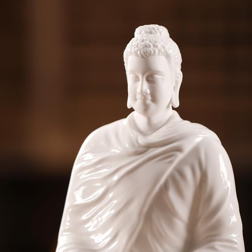 Estatua Buda de Cerámica Blanca 6 Pulgadas Decoración Hogar miniatura 2