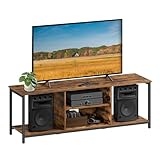 VASAGLE TV-Schrank, Fernsehtisch, TV-Regal, Lowboard mit offenen Fächern, für Wohnzimmer, Unterhaltungsraum, für Fernseher bis zu 65 Zoll, Industrie-Design, vintagebraun-tintenschwarz LTV061K01