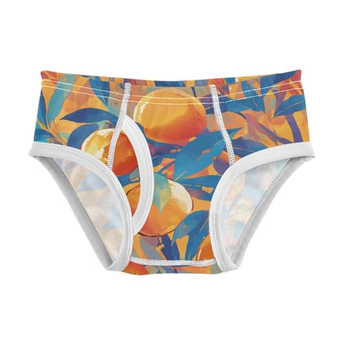 KLL Watercolor Orange Fruit Leaves Baby Boys Comfort Underwear Briefs Cute Children Panties