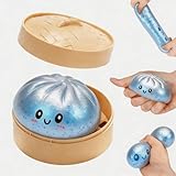 Dumplings Squishy, Cute Glitter Rainbow Dumplings Squishiest avec Visage,Jouet Sensoriel Brillant avec Cuiseur Vapeur, Stress Relief Toys Adults for Home Office