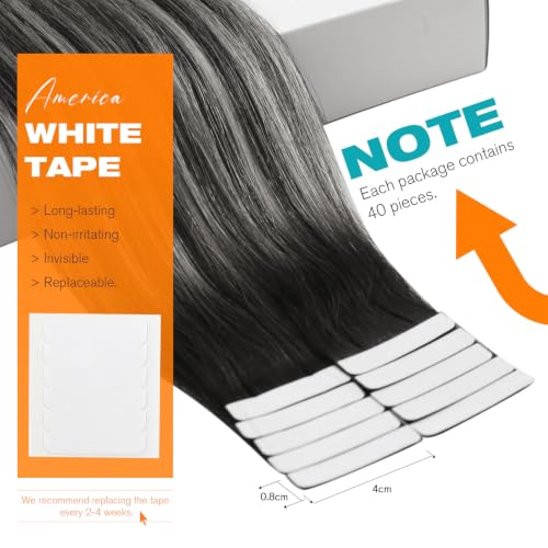 Image of Sunny Hair Tape in Hair Extensions 22Inch Long Black with Silver 100g 40PCS