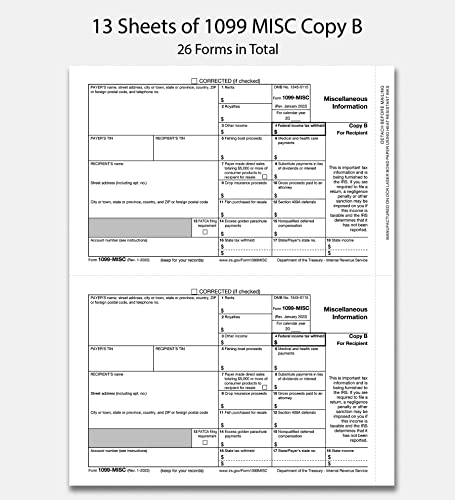 25 Pack 1099 Misc Forms 2022, 4 Part 1099-Misc Tax Forms For 25 Vendors, Quickbooks And Accounting Software Compatible #TOP2