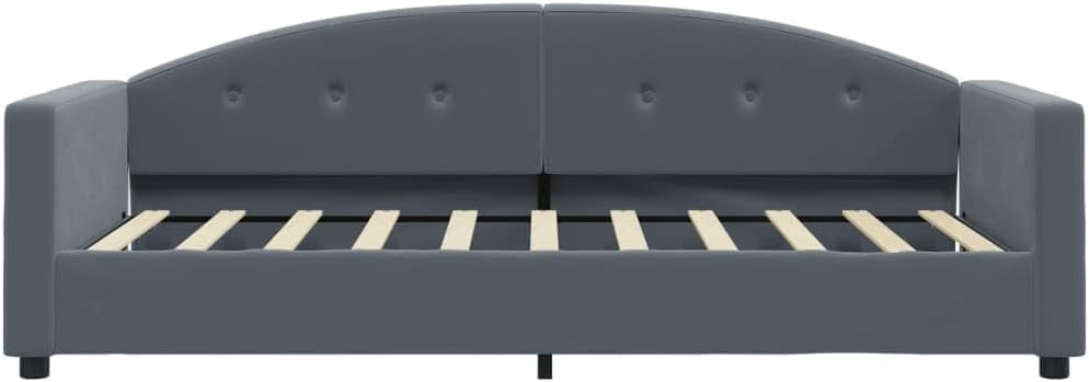 Day Bed Without Mattress Dark Gray Velvet Upholstery 39.4"x74.8" Sturdy Metal Frame Platform Bed with Slatted Foundation for Bedroom Modern Minimalist Furniture