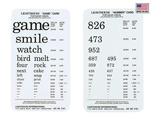 Lighthouse PowerCard Number & Word Recognition Pocket-Size Test Card, 40cm / 16 in. LH 9260