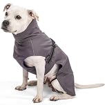 Bunty Medium Waterproof Dog Coat - Adjustable Fleece Lined Jacket with Reflective Piping | Harness Hole | Dog Raincoats Waterproof for All Breeds | Medium, 40cm, Grey