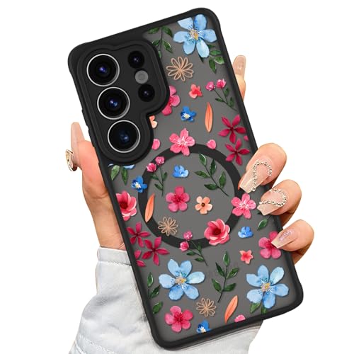 AIGOMARA Magnetic Case for Samsung Galaxy S26 Ultra Cute Floral Pattern