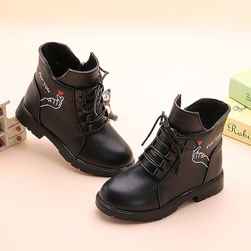 Girls Short Ankle Boots Side Zipper Lace up Work Boots Waterproof Combat Boots Work Boots for Boys Girls2