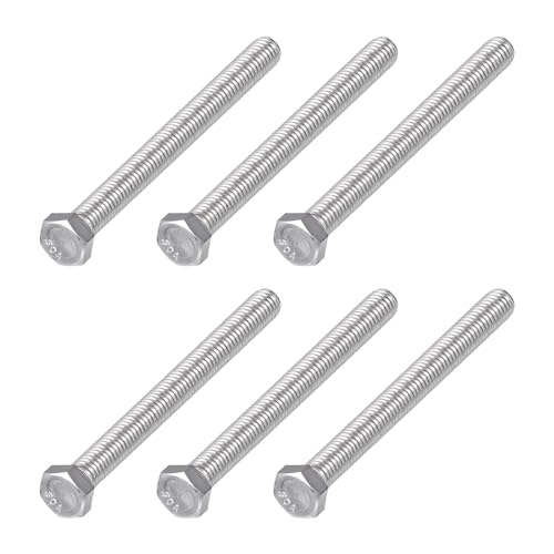 Image of METALLIXITY Hex Head Bolts (3 /8-16 x 4) 6Pcs, 304 Stainless Steel 18-8, Fully Threaded, External Hex Drive, Plain Finish, Hex Head Screw Bolt, Silver