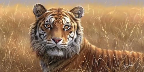Diamond painting tigre pour salon moderne | Kit grand format de loisirs créatifs