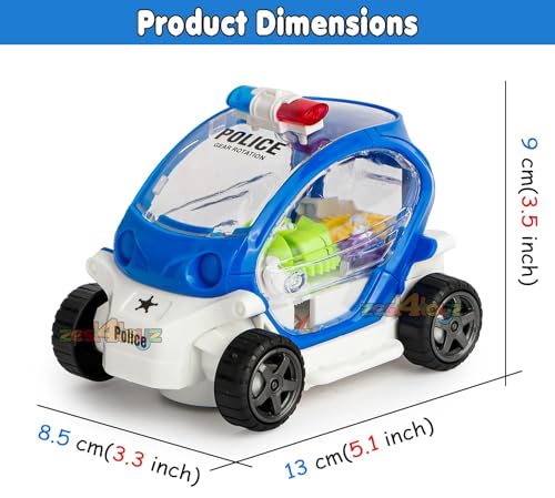 Image of Musical Toy Battery Operated Transparent Gear Car Toys for Kids with Bump & Go Action for Kids Light & Sound Toys (Pack of 1) Random Color Dispatch