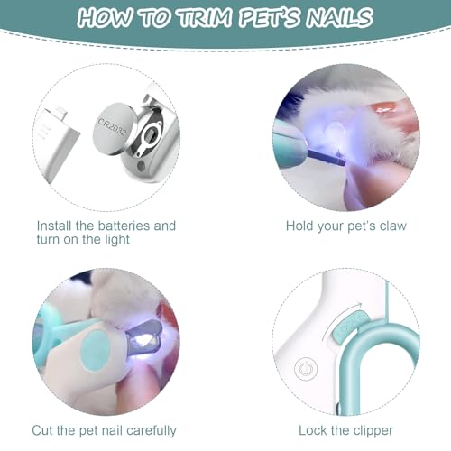 Ninonly Profi Krallenschere für Hunde und Katzen Nagelknipser mit Led-Lich für Hunde Katzen Extra Sicher Nagelschneider Nagelschere für Mittlere Kleine Haustiere