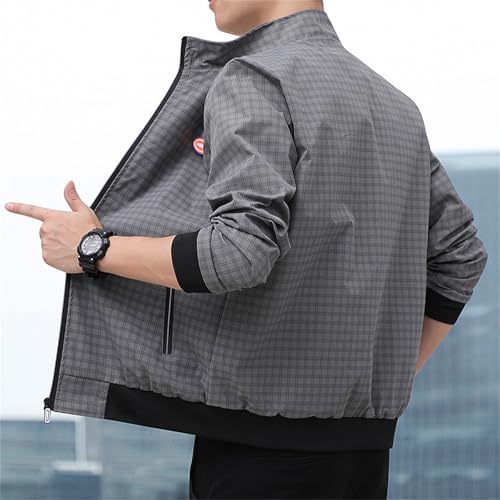 Vintage Lattice Print Bomber Jackets Zip Up Long Sleeve Flight Windbreaker Lightweight Stand Collar Varisty Coats2