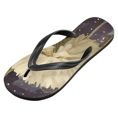 White Flower Painting Flip Flop Sandal for Women Men, Casual Beach Slippers Indoor Outdoor XS2