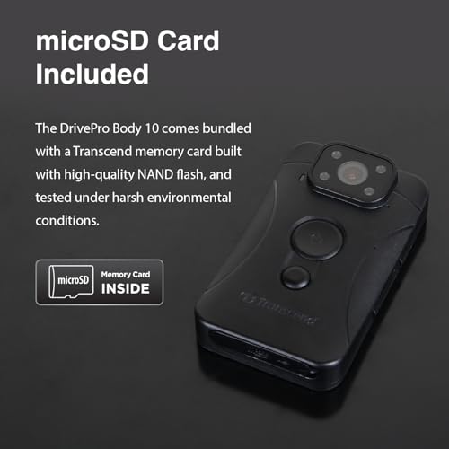 Transcend 64GB, DrivePro Body 10, Body Camera, Night Vision, Infrared LED, Water Resistant, 7-Hour Battery Life, with Audio and Video Recording, Ideal for Personal Civilians & Security - TS64GDPB10C by Transcend - Image 7